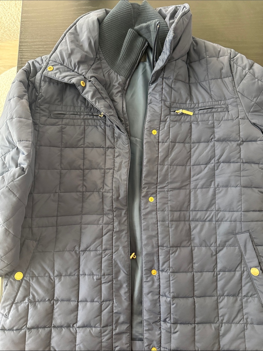 Navy Quilted Jacket with Gold Accents - Picture 2 of 3